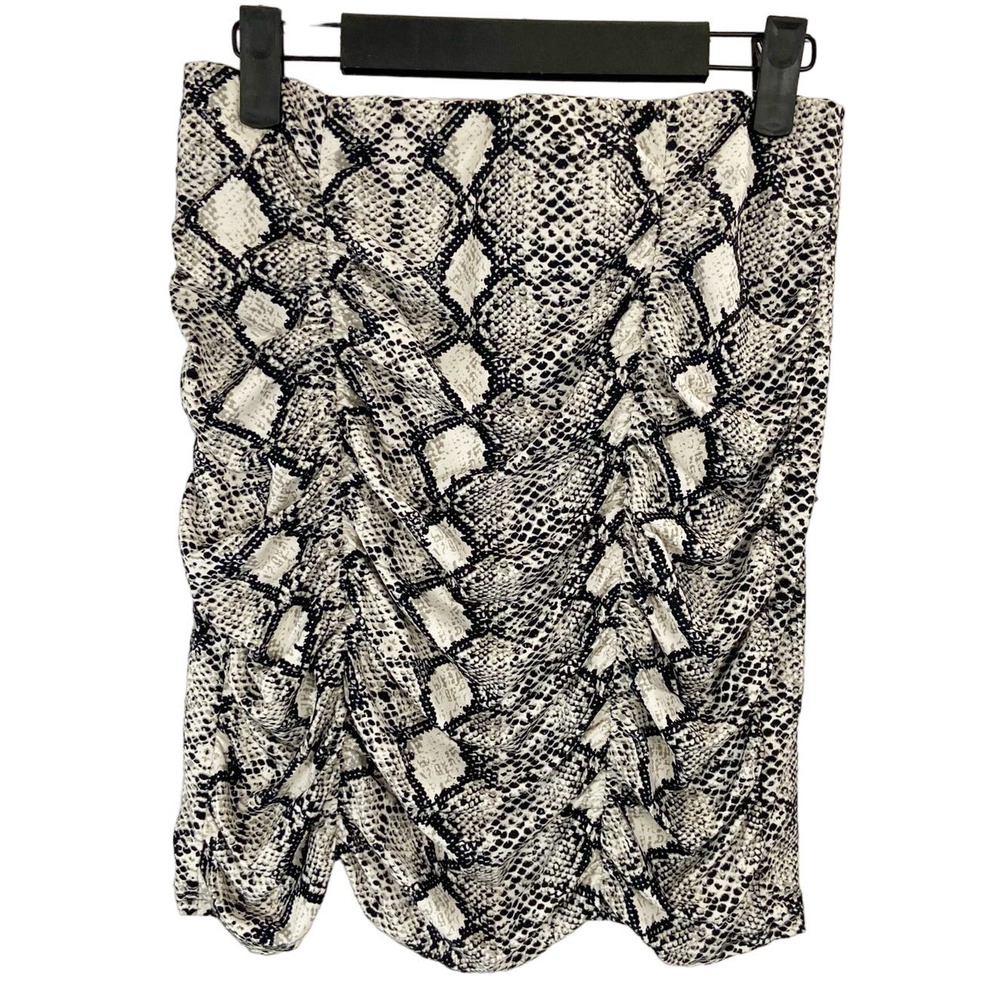 Windsor L Cream Snake Print Ruched High Rise Mini Skirt
